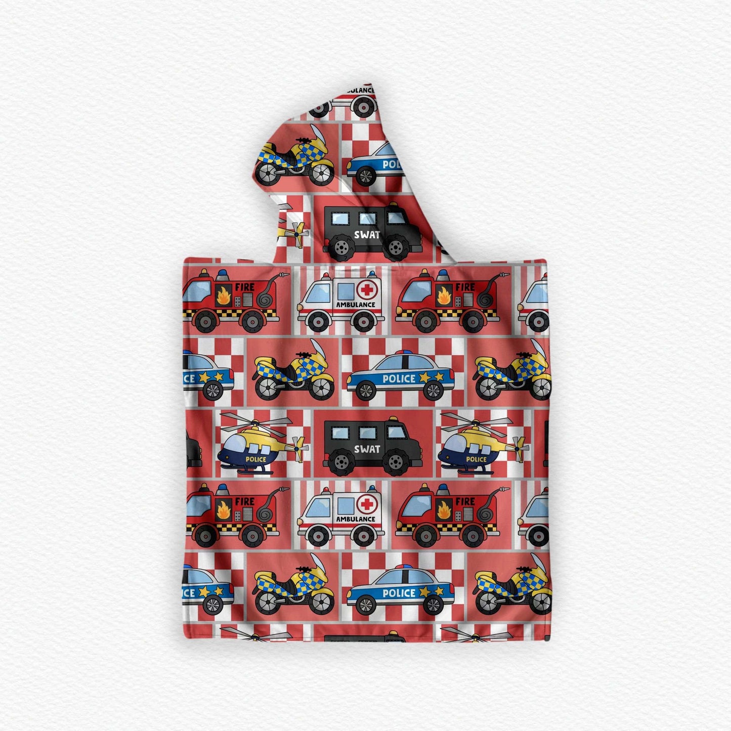 Rescue Vehicles Hooded Beach Towel