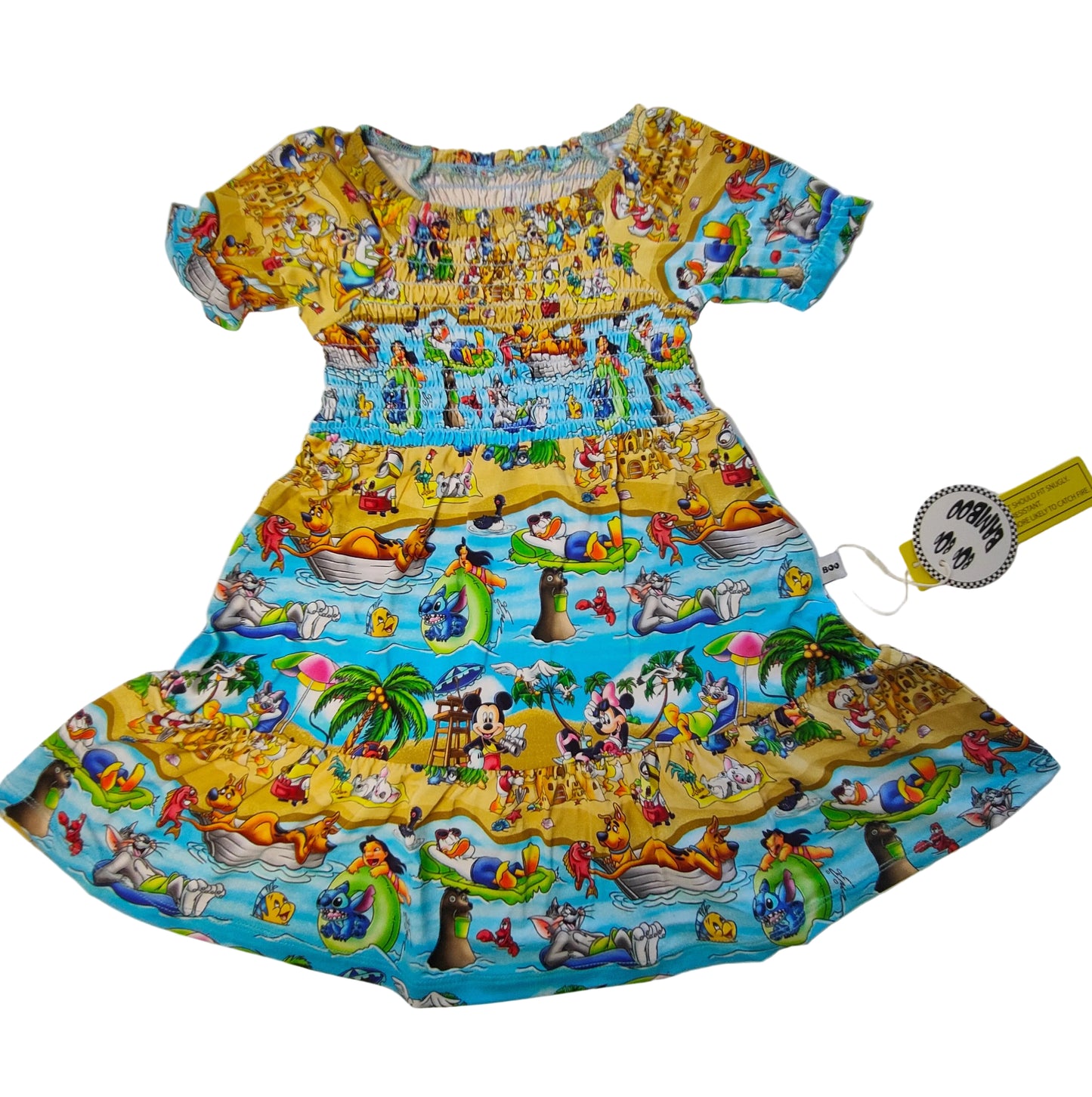 Paradise Pals Short Sleeve Smocked Twirl Dress