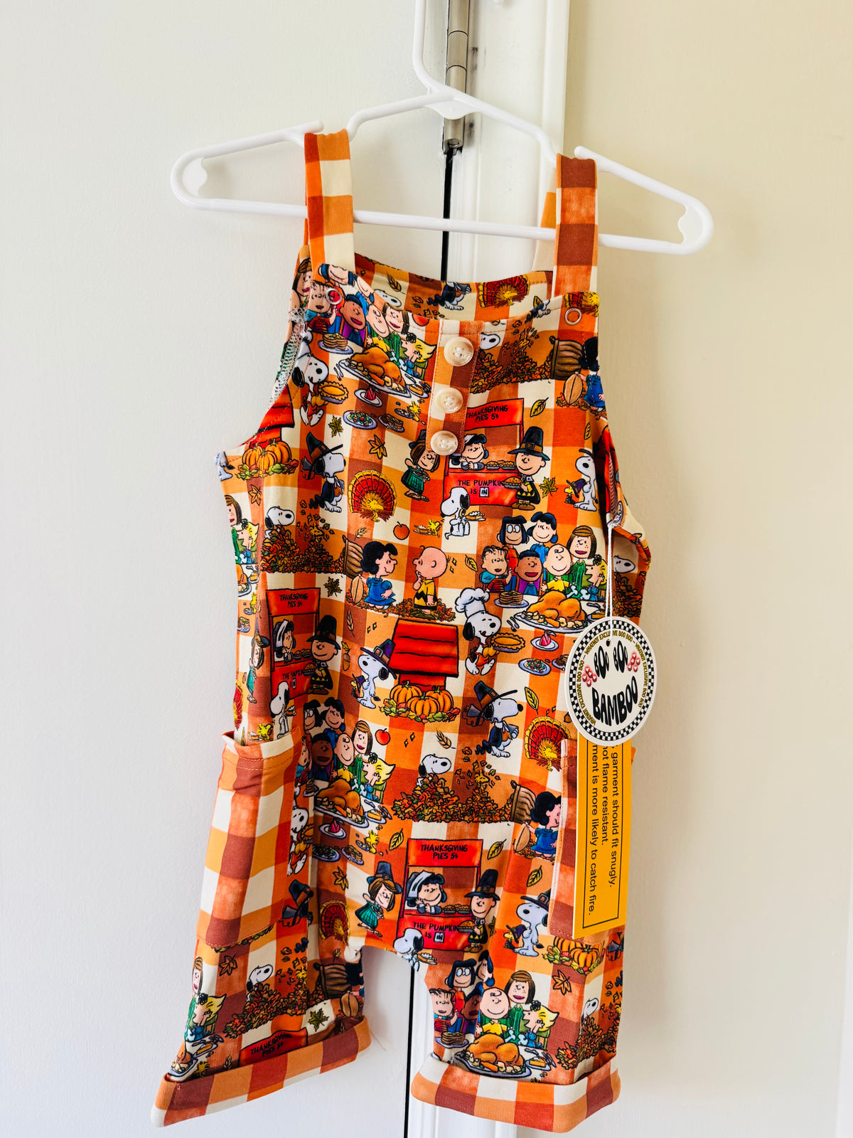 Boo Boo Friendsgiving French Terry Short Overalls