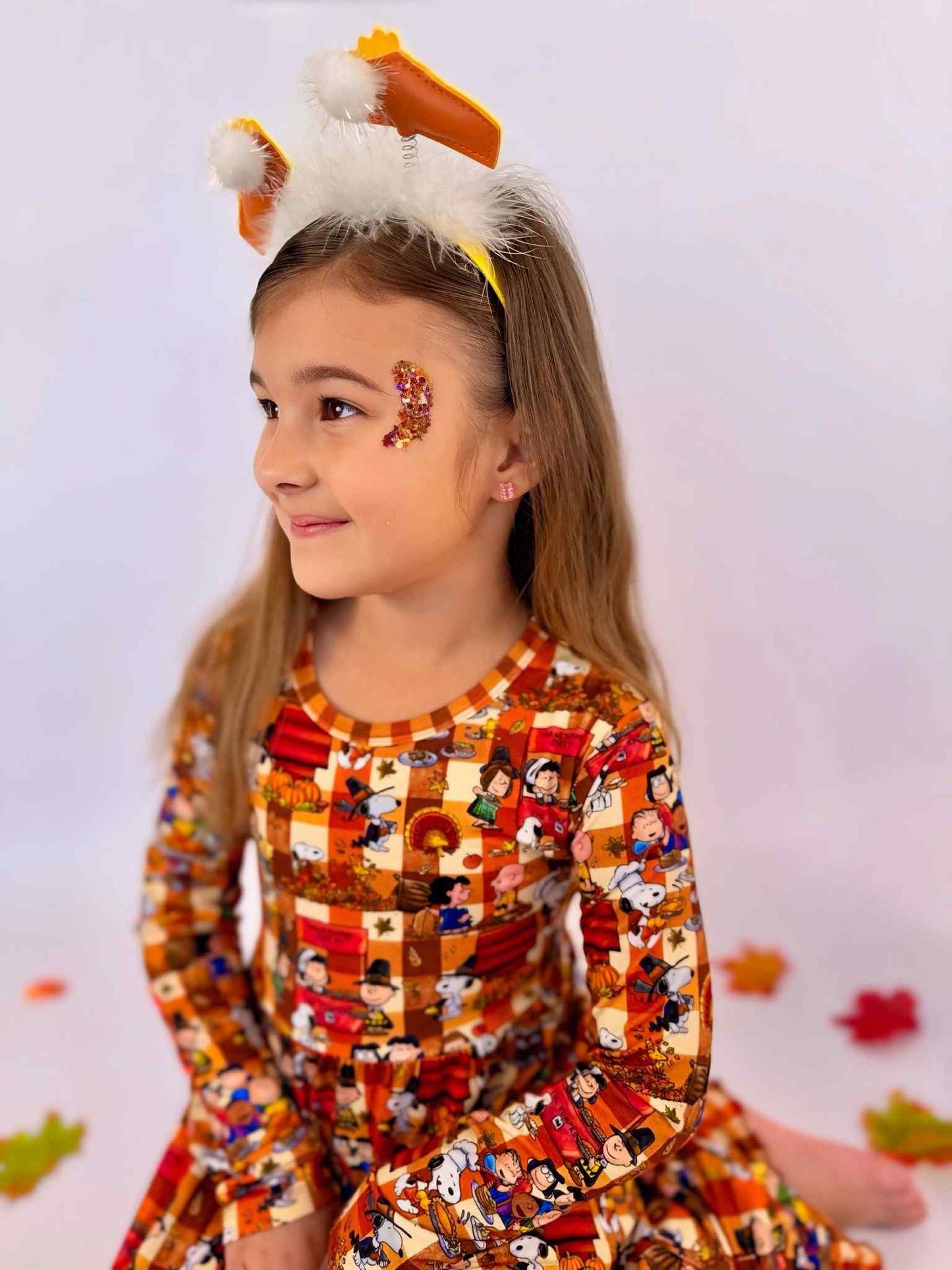 Boo Boo Friendsgiving Long Sleeve Twirl Dress