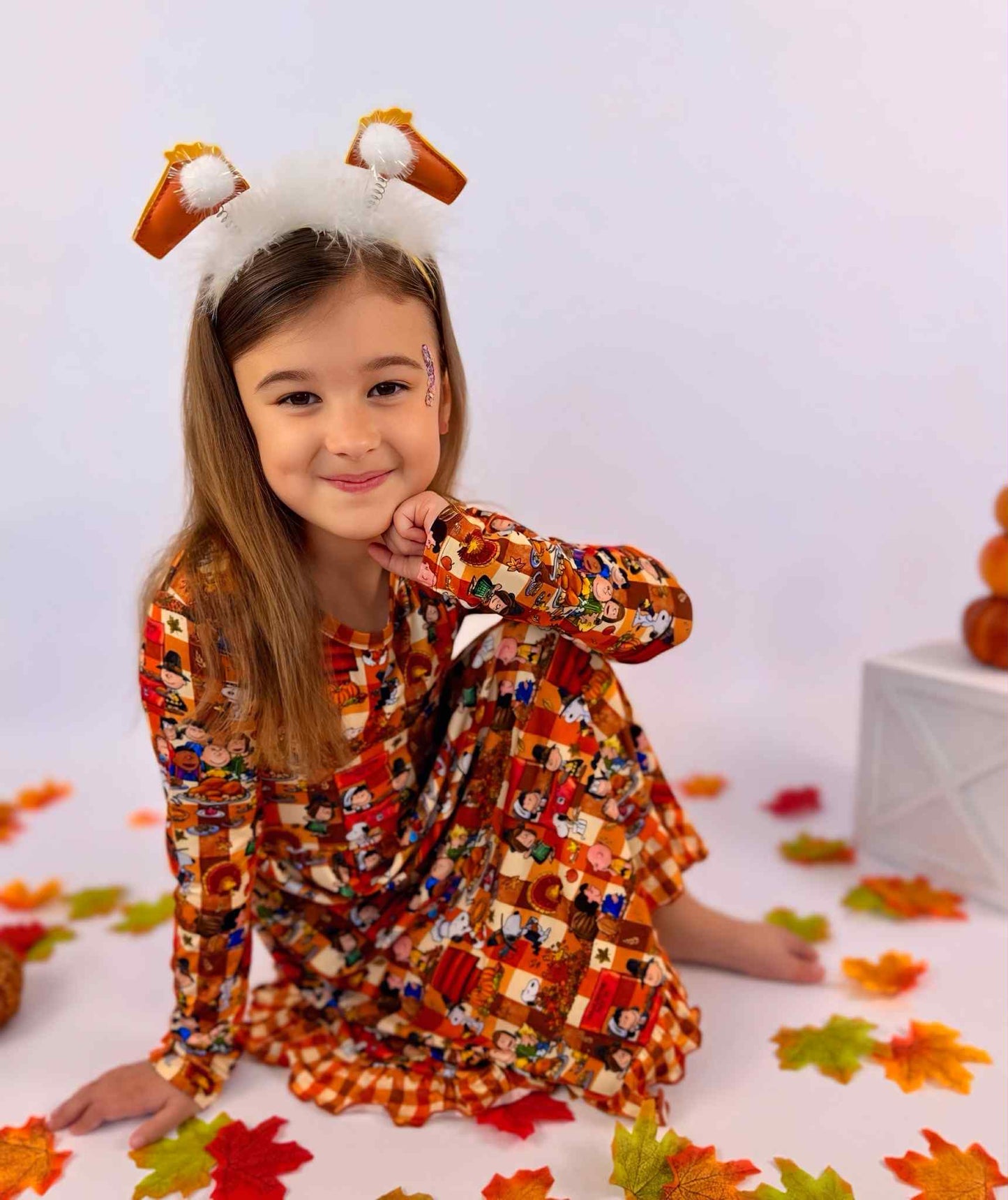 Boo Boo Friendsgiving Long Sleeve Twirl Dress