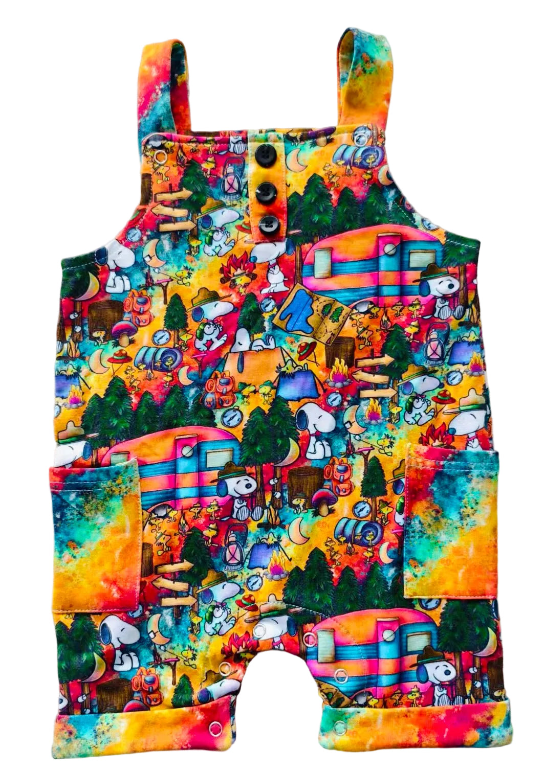 Campfire Friends French Terry Short Overalls