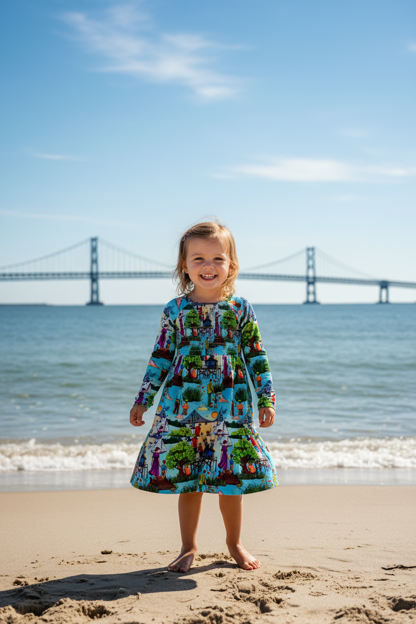 Always Near Long Sleeve Smocked Twirl Dress