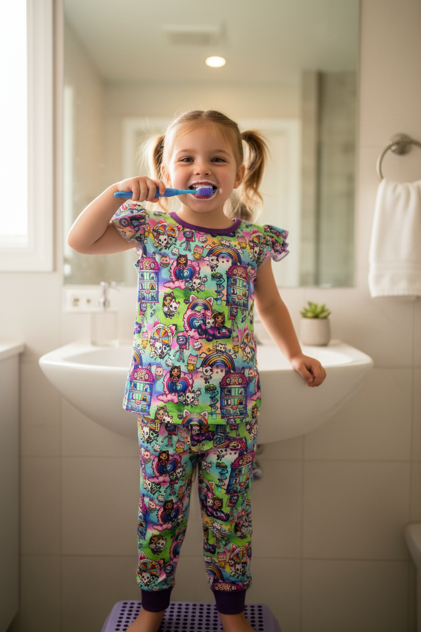 Dollhouse Friends Ruffle Pajama Set