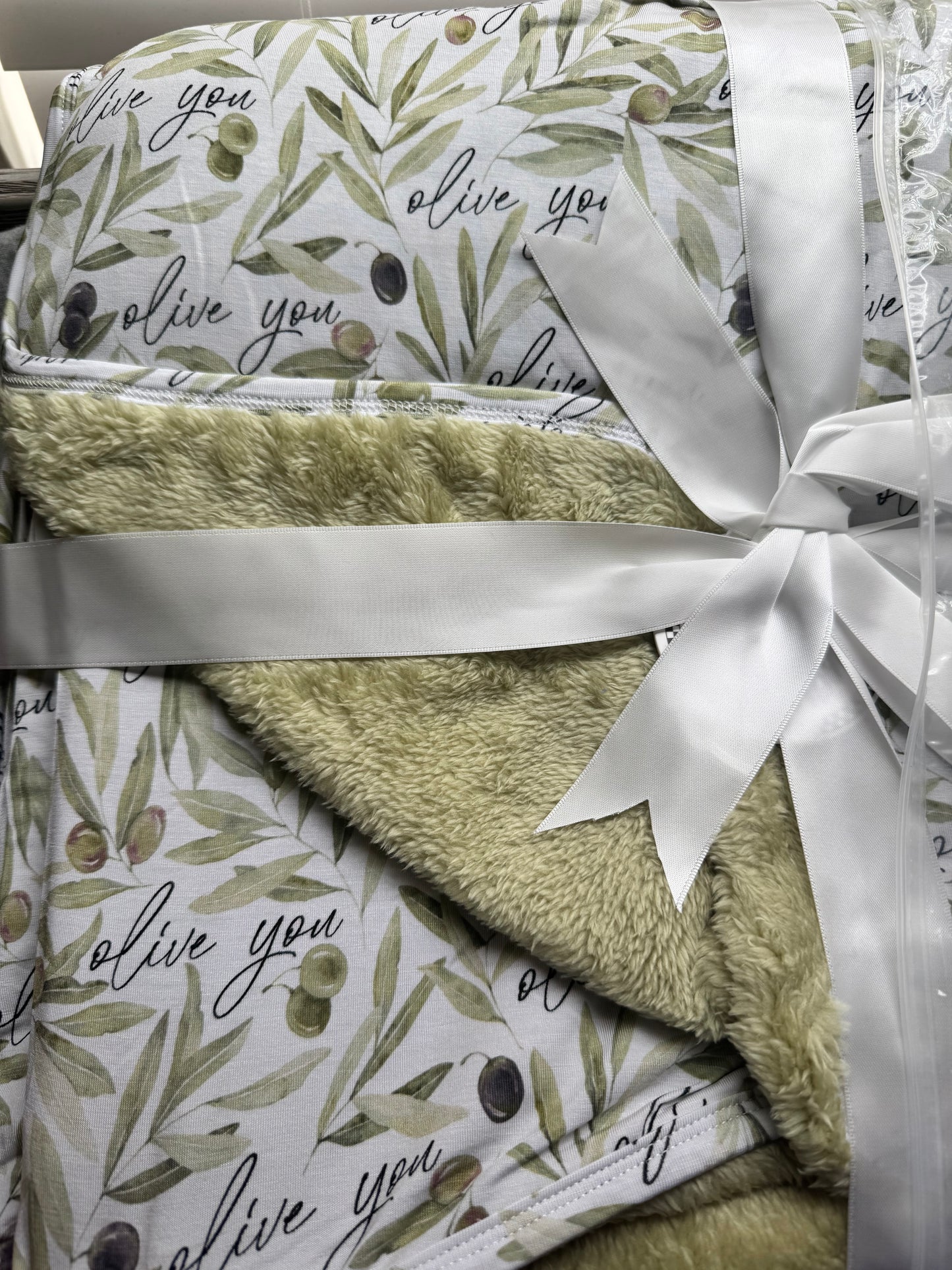 Olive You the Most Bamboo Minky Blanket - 30 x 40