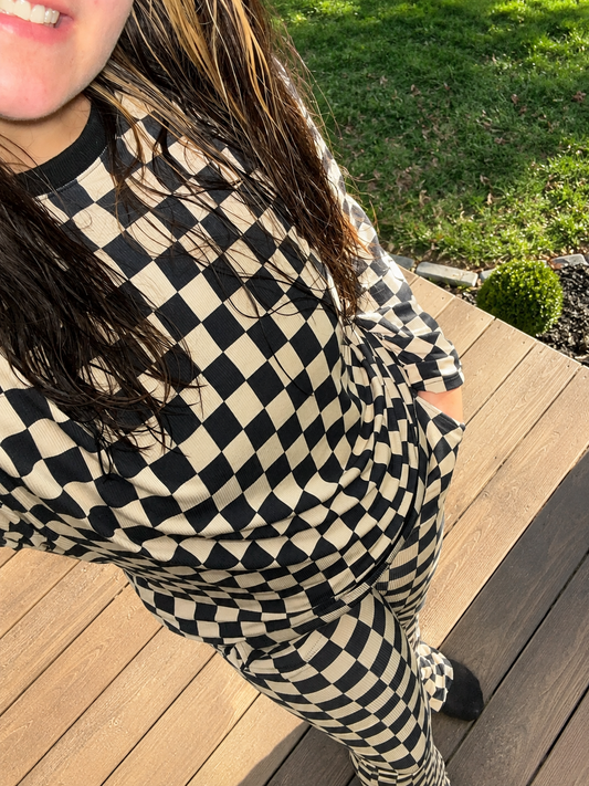 Toasted Checks Ribbed Flare Set