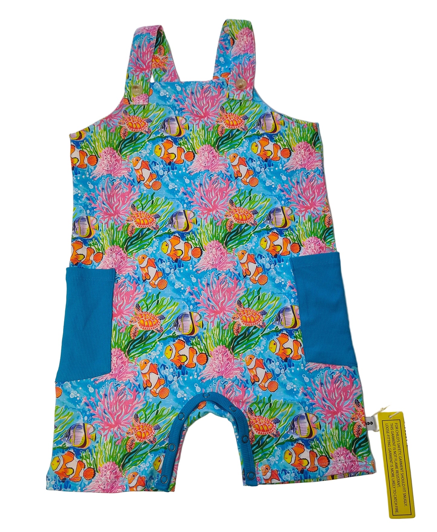 Coral Reef French Terry Short Overalls