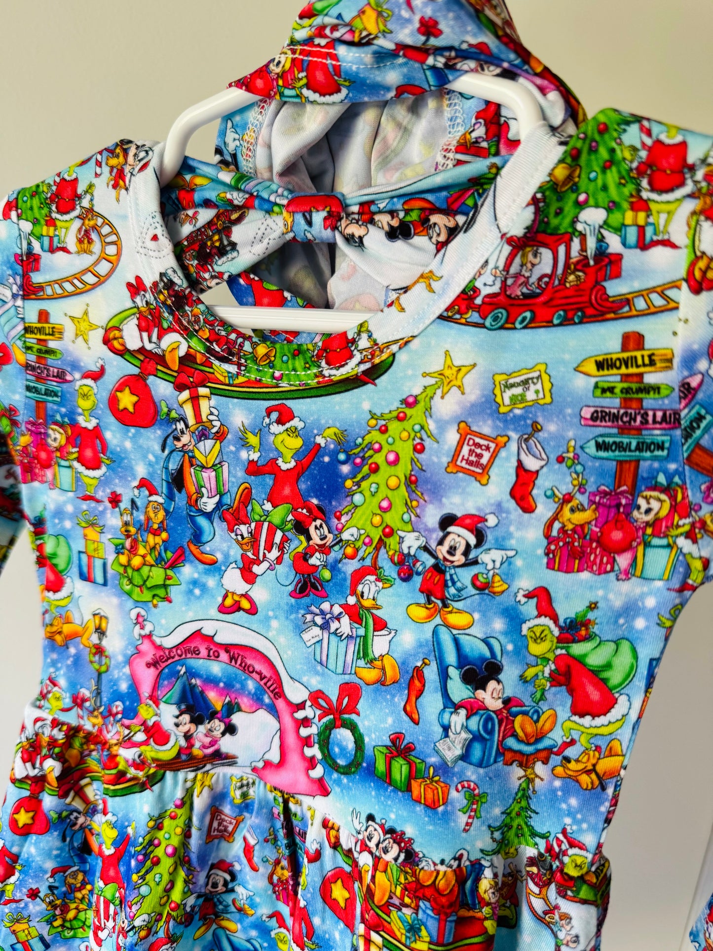 Mashup Snow Party Long Sleeve Twirl Dress with Shorts