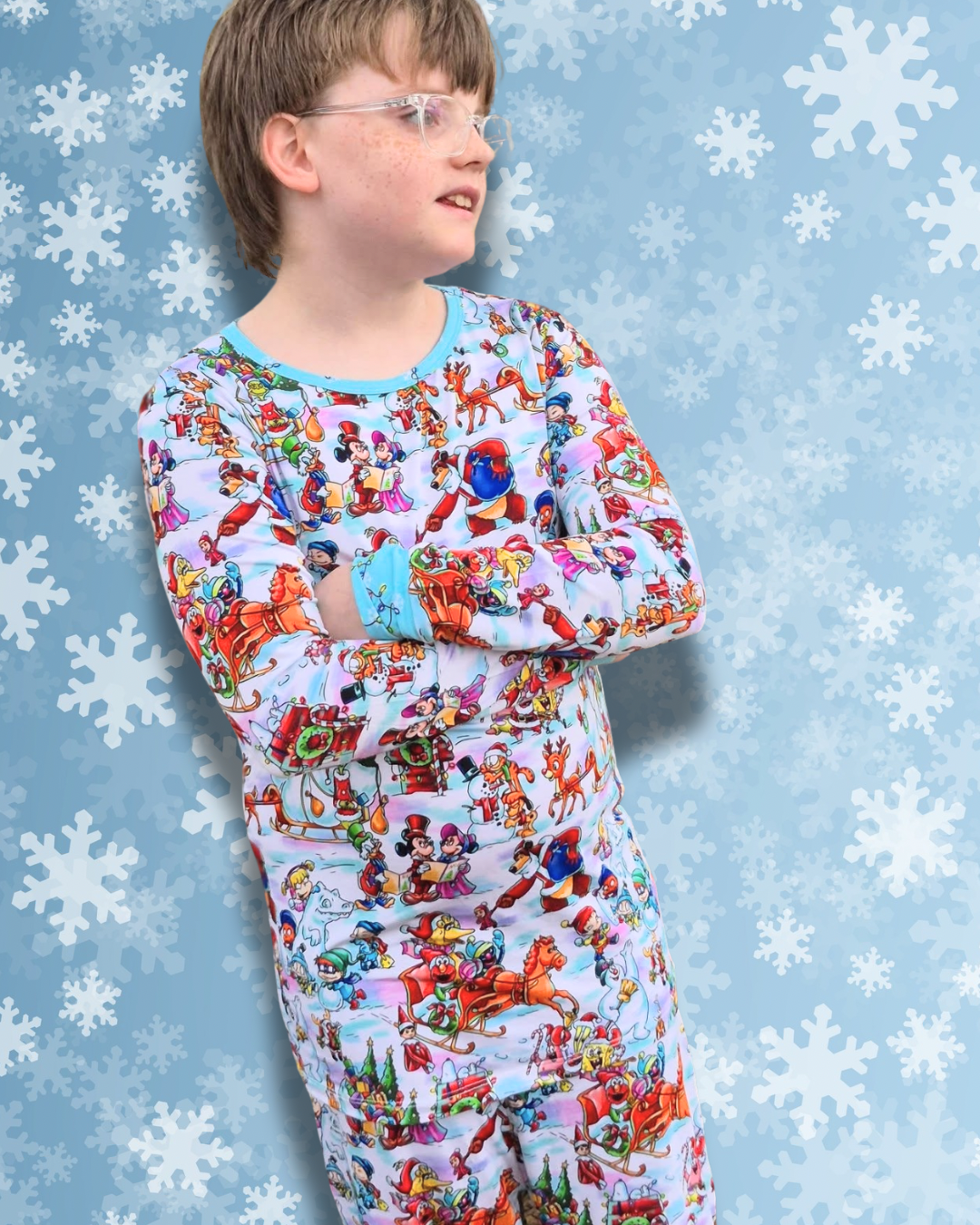 Snow Day Pajama Set - Fold Over Waist