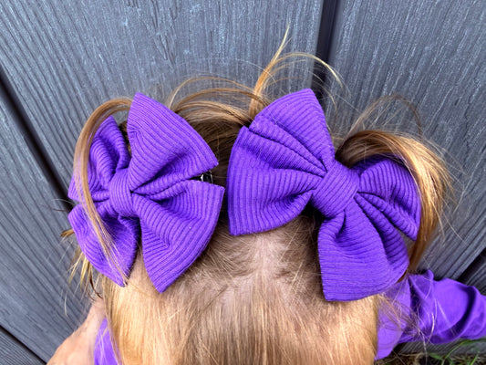 Royal Purple Ribbed Piggy Bows
