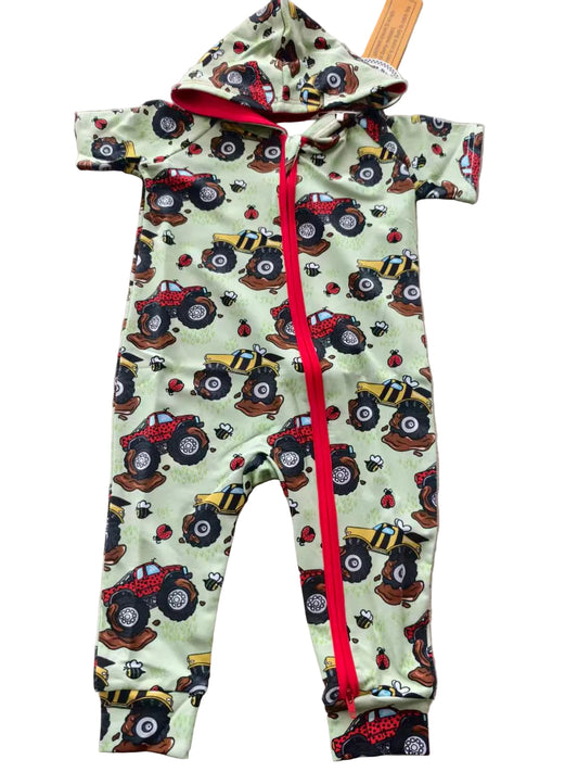 Bug Trucks Short Sleeve Daywear Hooded Zippy