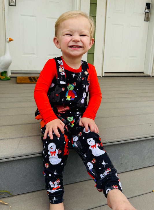 Spooky Babies French Terry Overalls w/ Long Sleeve Shirt