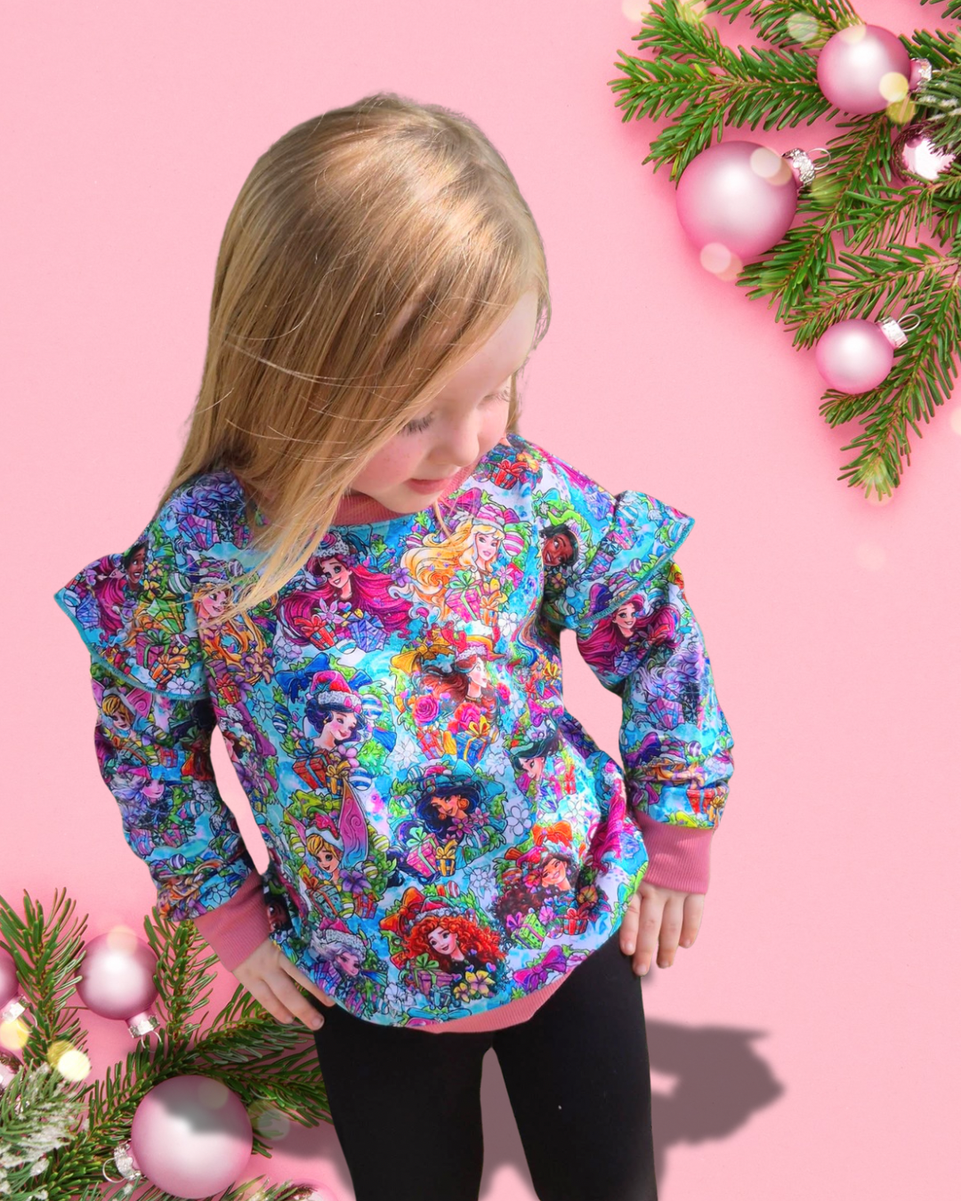 Enchanted Christmas Kids Ruffle French Terry Crewneck