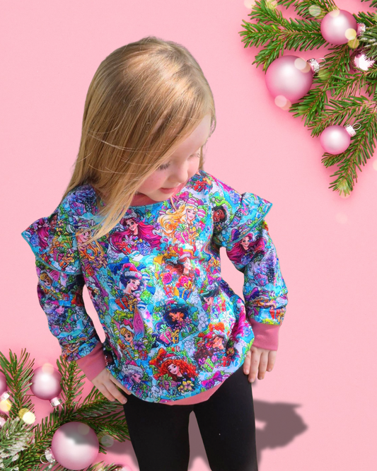 Enchanted Christmas Kids Ruffle French Terry Crewneck