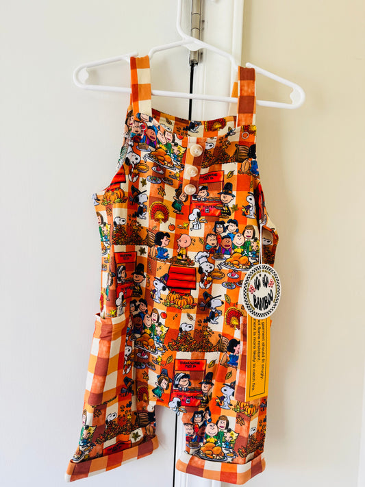 Boo Boo Friendsgiving French Terry Short Overalls