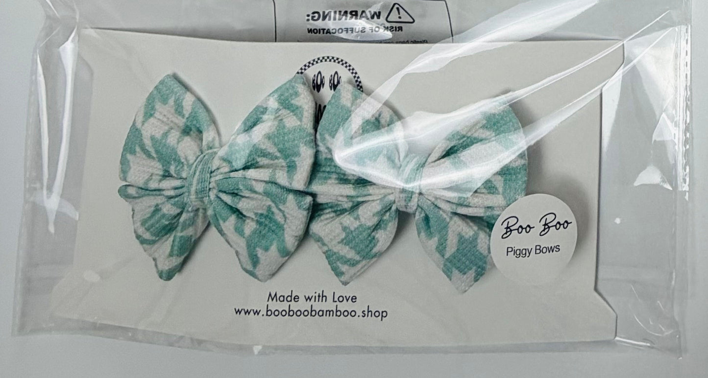 Houndstooth Bamboo Waffle 2-Pack Piggy Bows