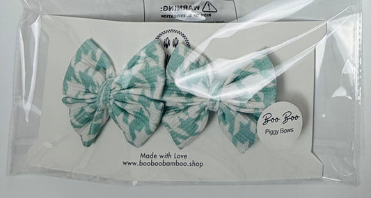 Houndstooth Bamboo Waffle 2-Pack Piggy Bows