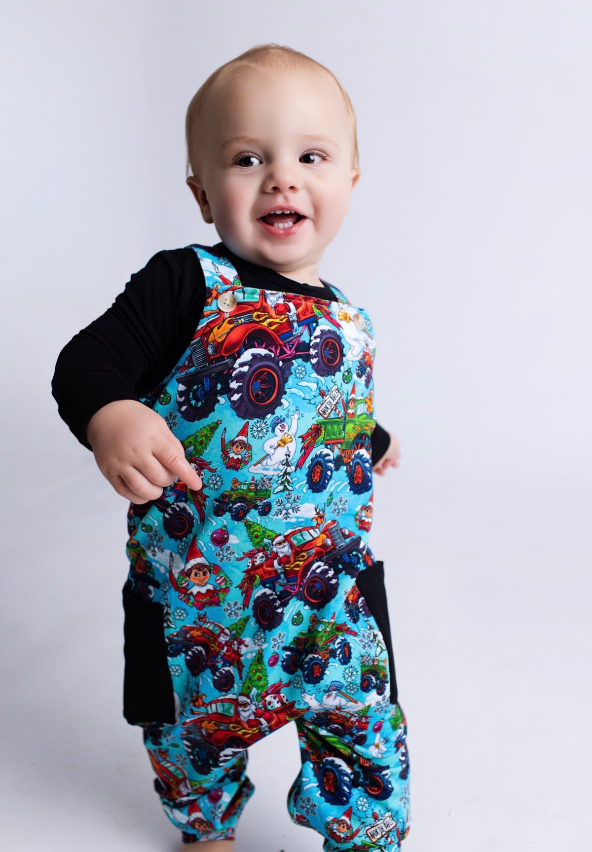 Jingle Jam French Terry Overalls w/ Long Sleeve Shirt