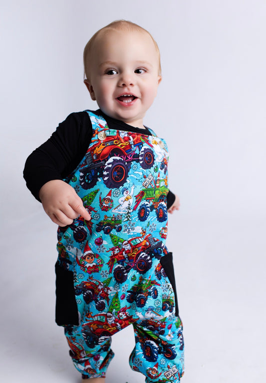 Jingle Jam French Terry Overalls w/ Long Sleeve Shirt