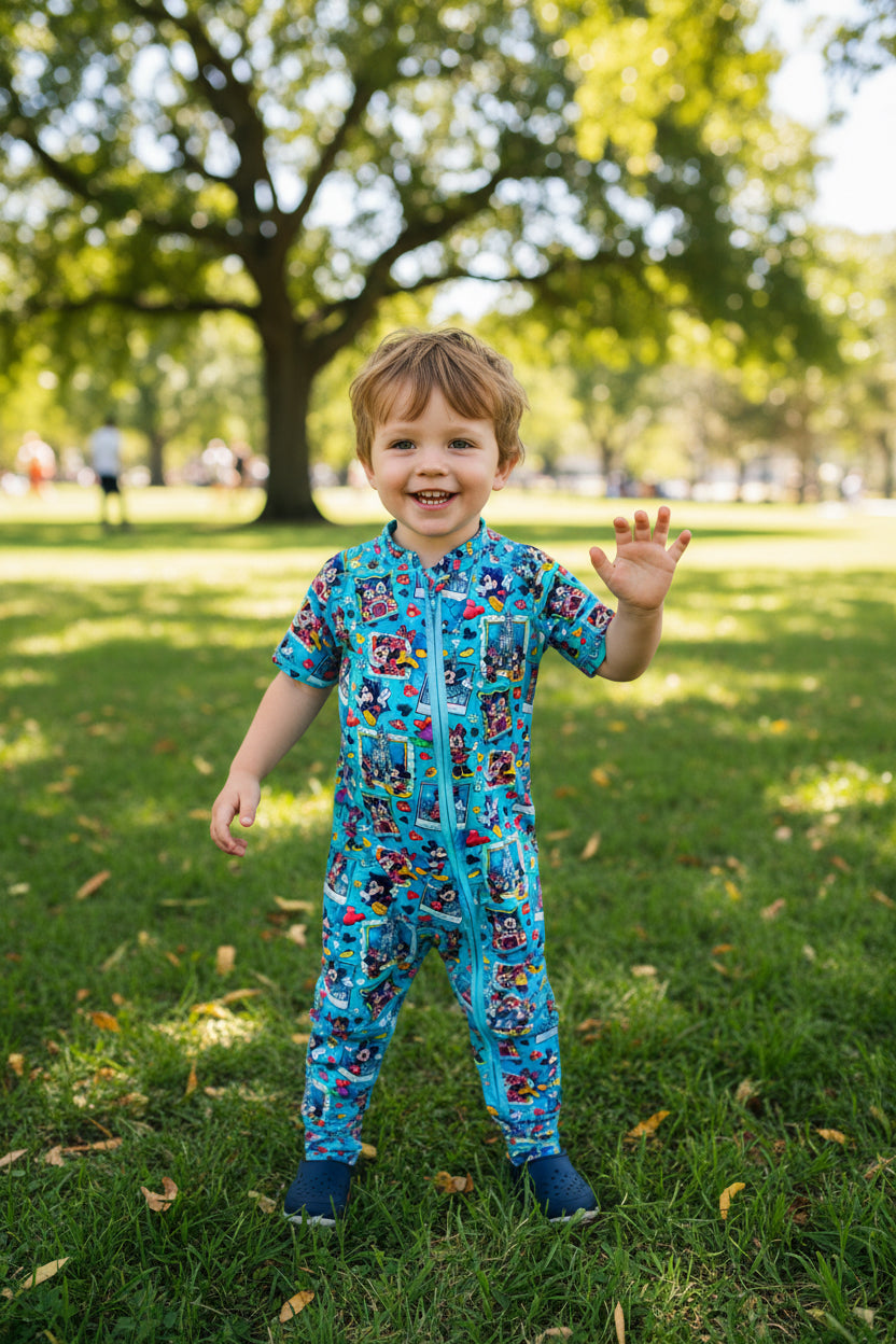 Magical Memories Short Sleeve French Terry Daywear Hooded Zippy