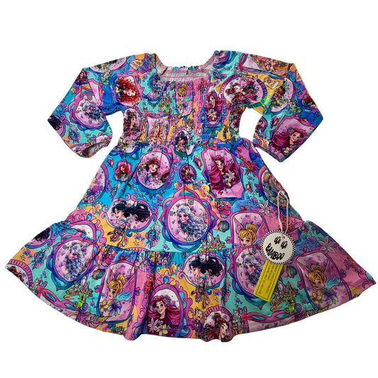 Royal Besties Long Sleeve Smocked Twirl Dress