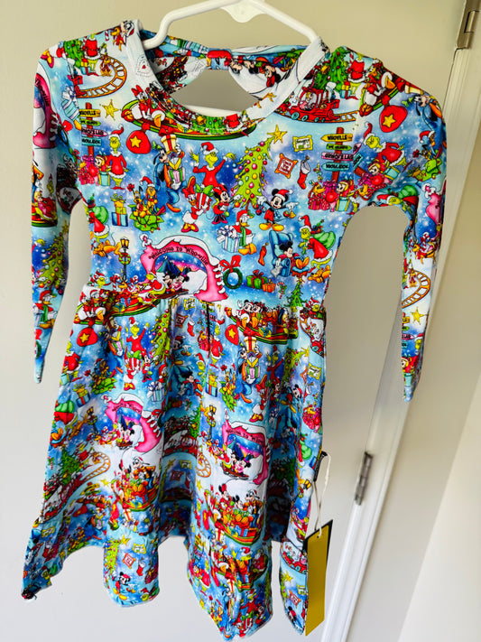 Mashup Snow Party Long Sleeve Twirl Dress with Shorts
