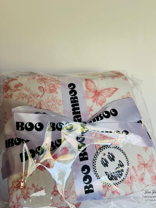 Butterfly Pointelle Bamboo Blanket with Ruffle - 50 x 60
