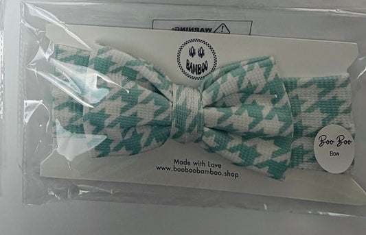 Houndstooth Bamboo Waffle Head Wrap Bow