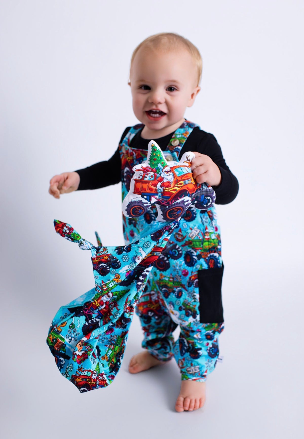 Jingle Jam French Terry Overalls w/ Long Sleeve Shirt