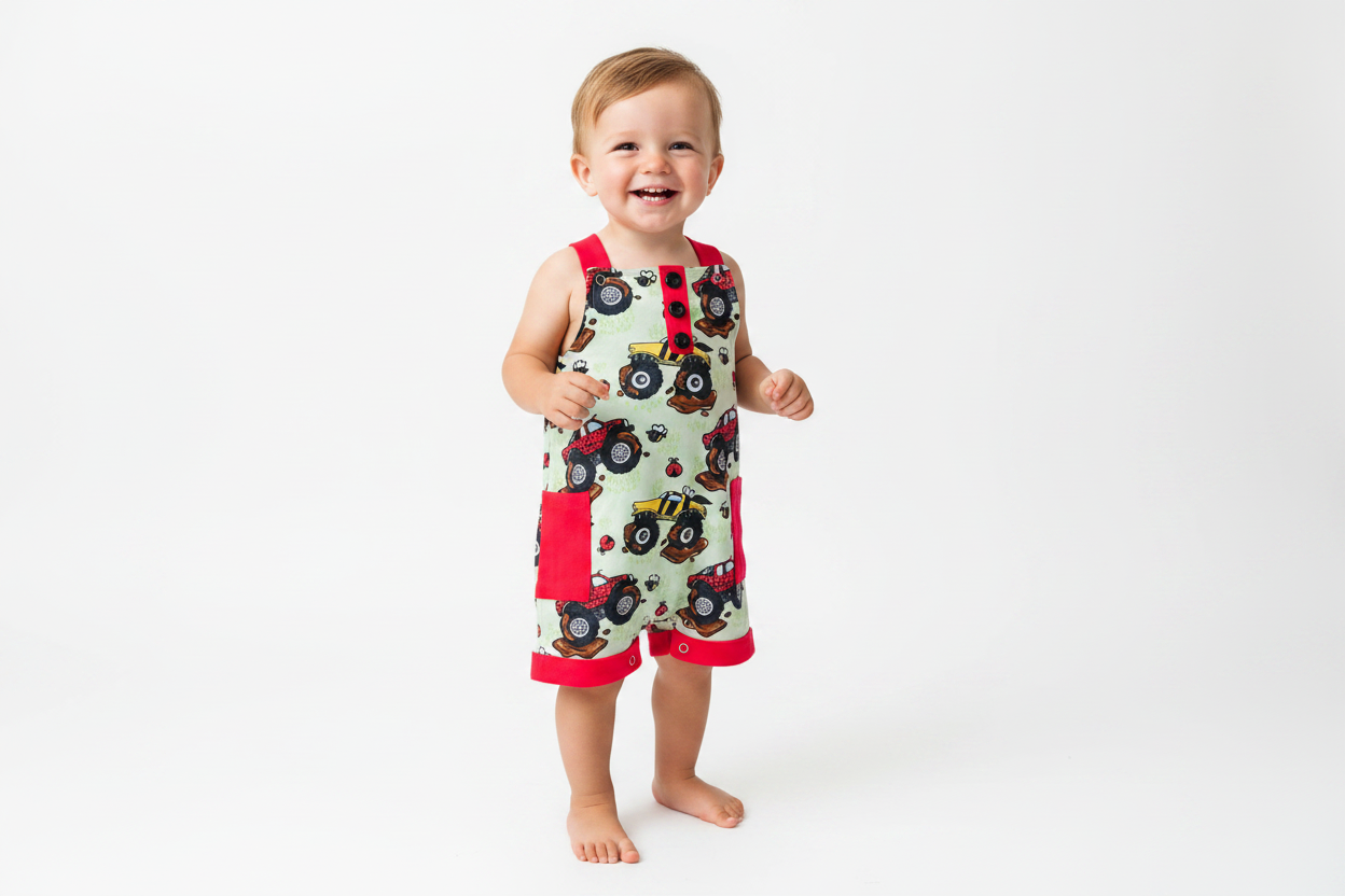 Bug Trucks French Terry Short Overalls