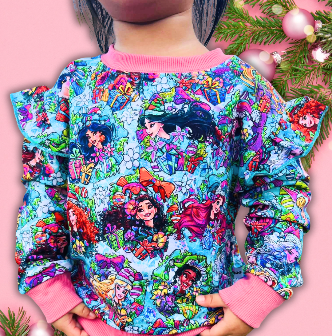 Enchanted Christmas Kids Ruffle French Terry Crewneck