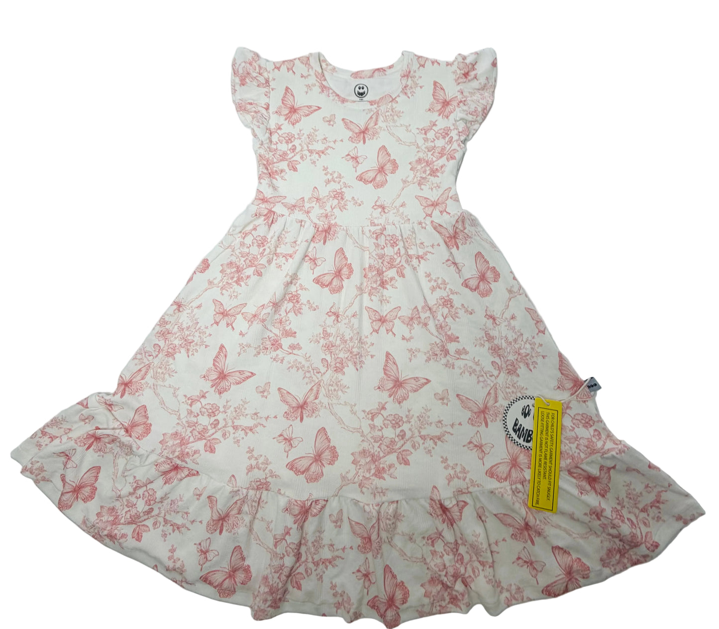 Butterfly Pointelle Short Sleeve Twirl Dress
