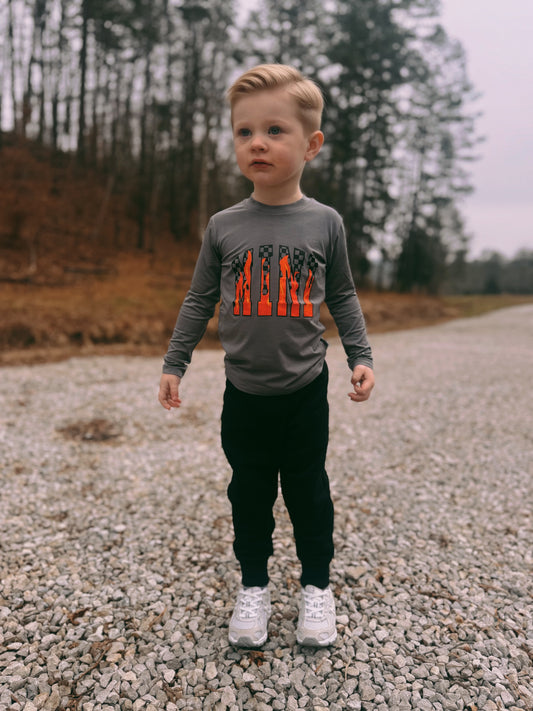 Mini Long Sleeve Shirt Gray/Red