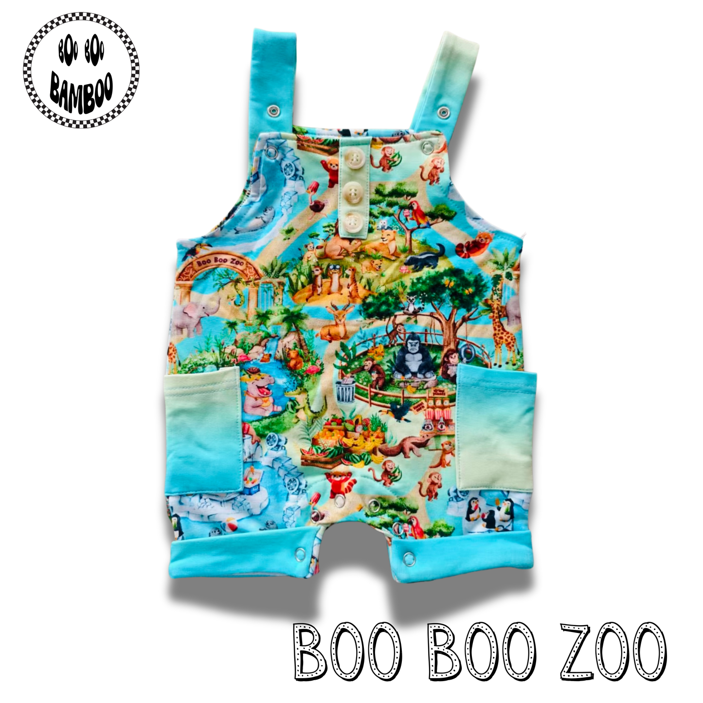 Boo Boo Zoo French Terry Short Overalls