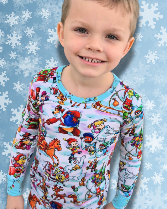 Snow Day Pajama Set - Fold Over Waist