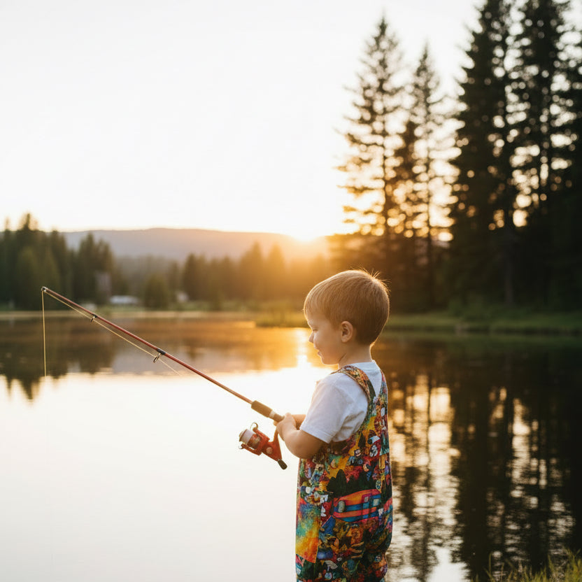 Campfire Friends French Terry Short Overalls