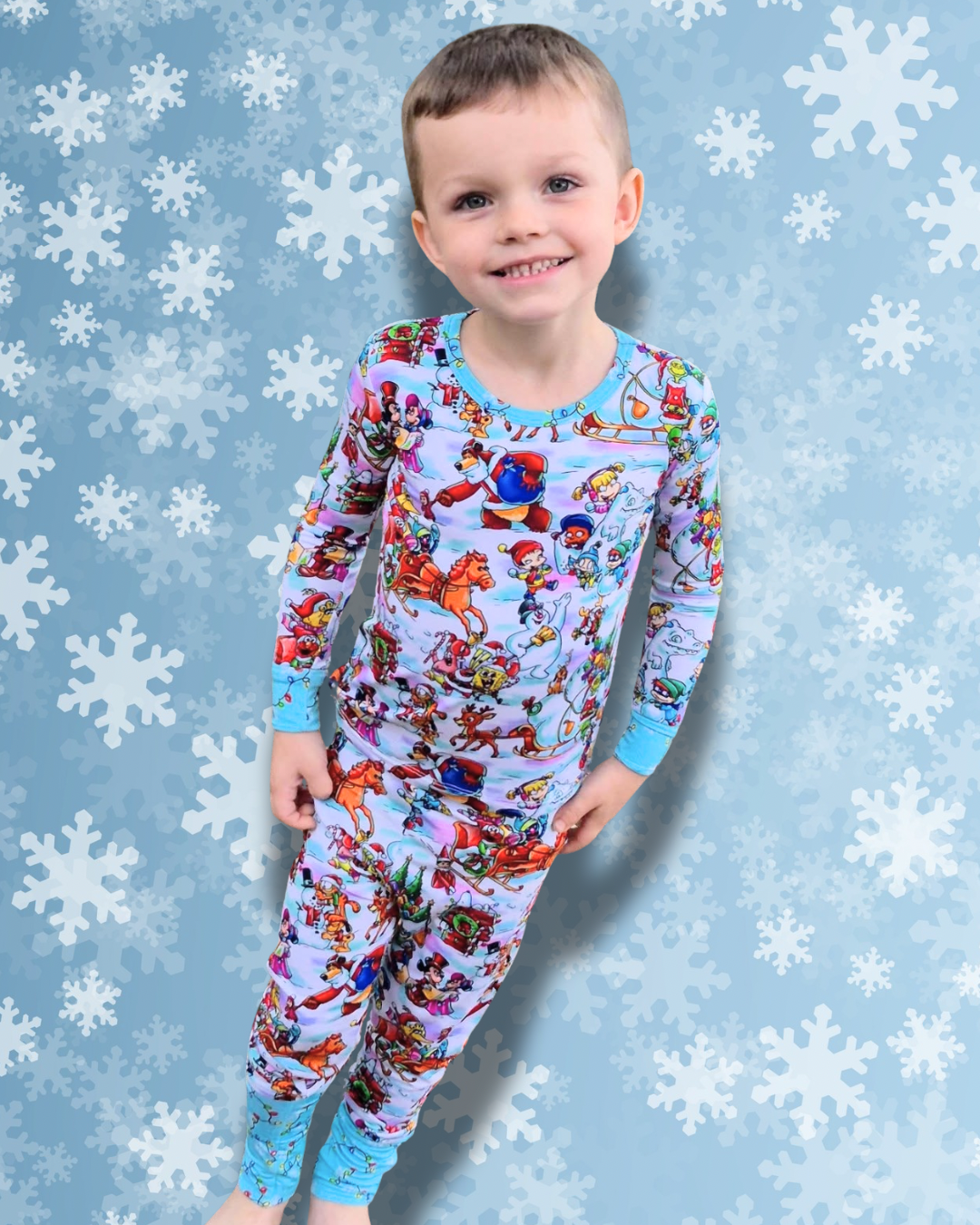 Snow Day Pajama Set - Fold Over Waist