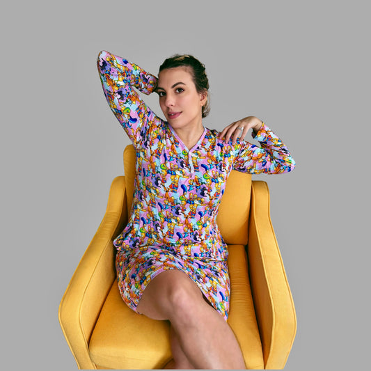 Overstimulated Moms Club Long Sleeve Nightgown