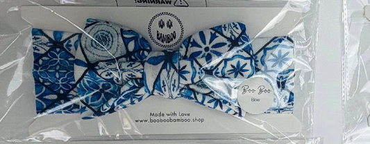 Mediterranean Tile Pointelle Head Wrap Bow