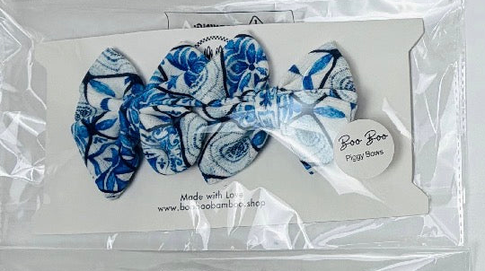 Mediterranean Tile Pointelle 2-Pack Piggy Bows