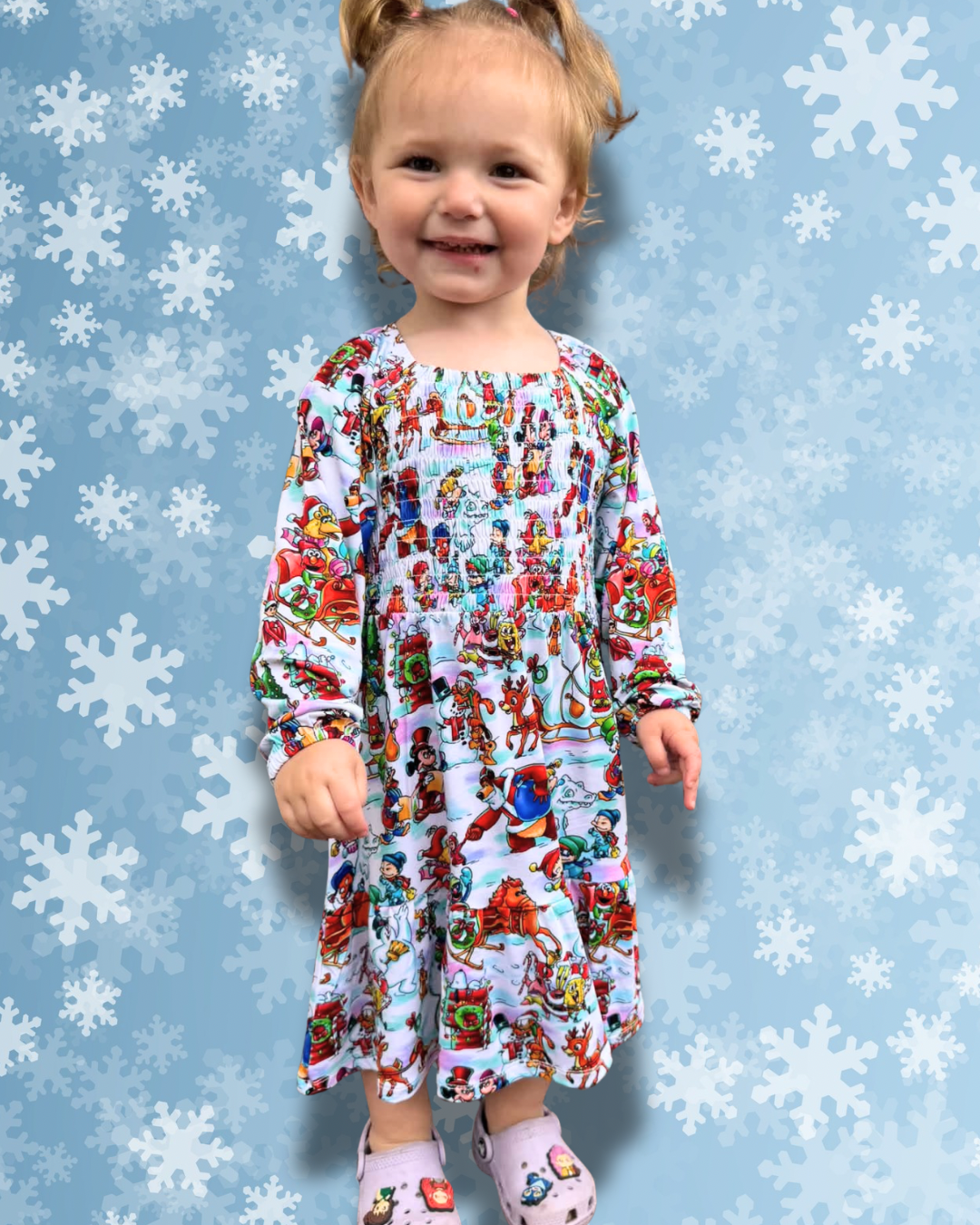 Snow Day Smocked Twirl Dress