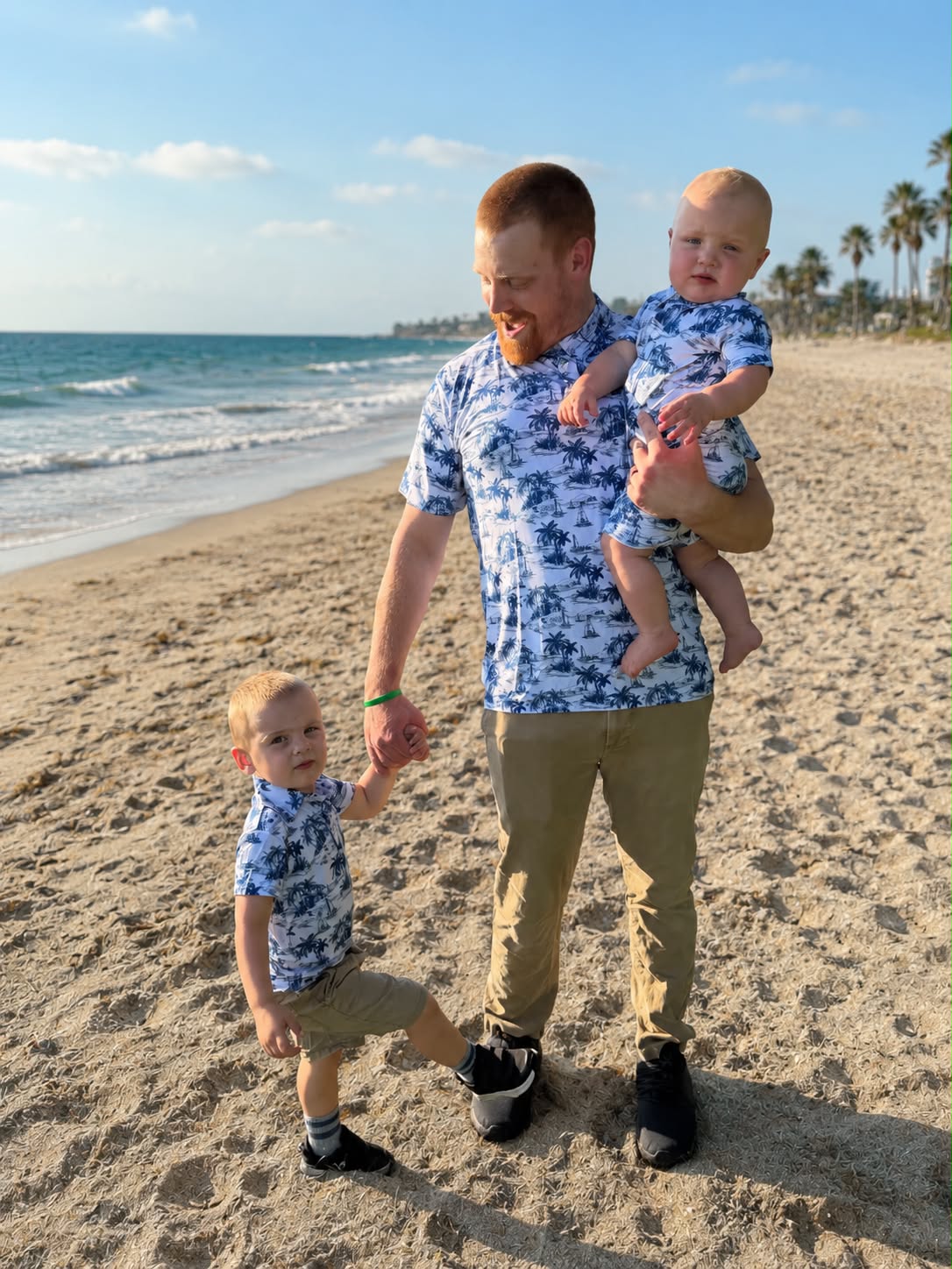 Men’s White Blue Toile Beach Polo